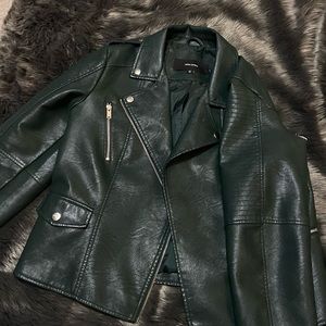 vero moda green leather jacket